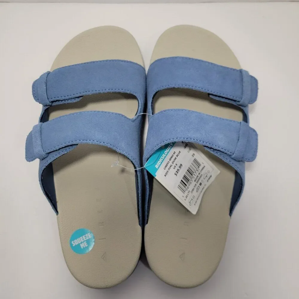 Reef Kids Ojai Slide Sandals Big Kid Size 6 Suede Leather Upper Dusk Blue Unisex